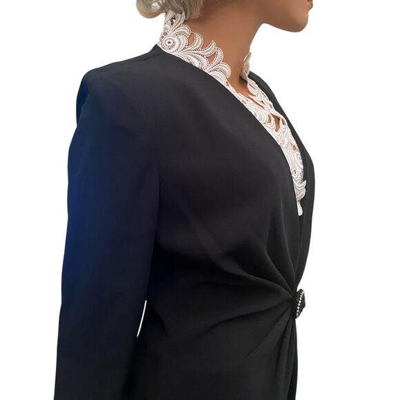 VTG Daymor Couture Black Lace Small 80s Evening Jacket Formal Statement Beaded - Picture 6 of 16